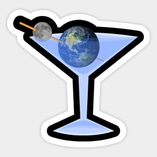 Cosmos-politan Earth Moon Olives Martini Glass Sticker